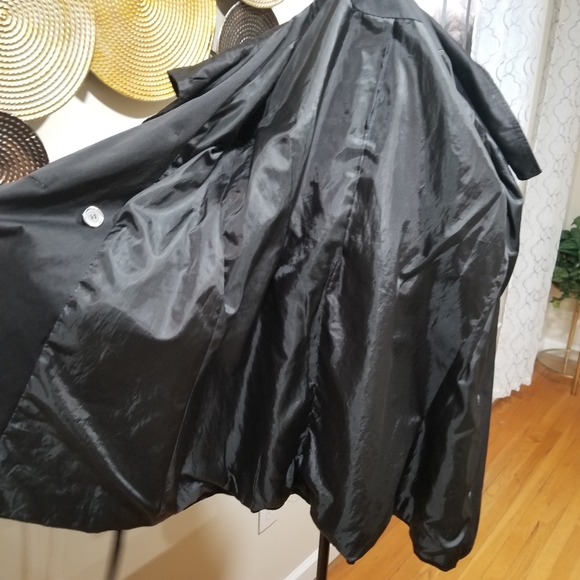 CHARLES KLEIN Trech Coat Military Style Color Black SIZE S, with silver buttons. - Picture 14 of 17